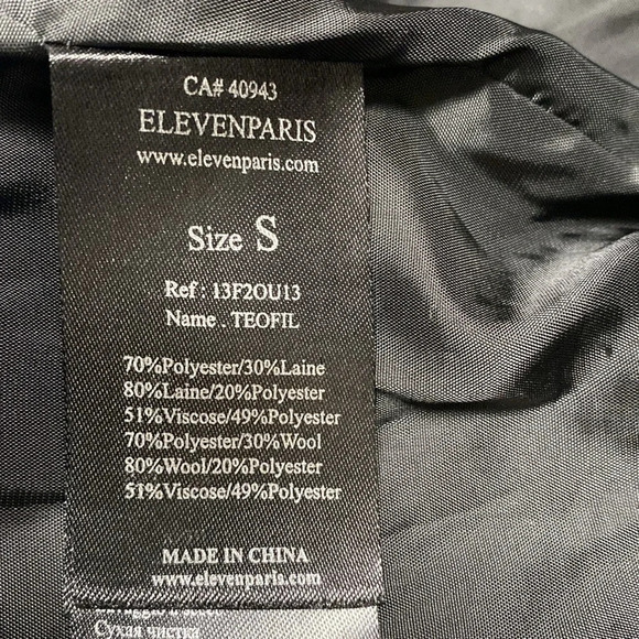 Eleven‎ Paris Women's Moto Wool Jacket Teofil Small Black Gray Purple - Picture 8 of 9